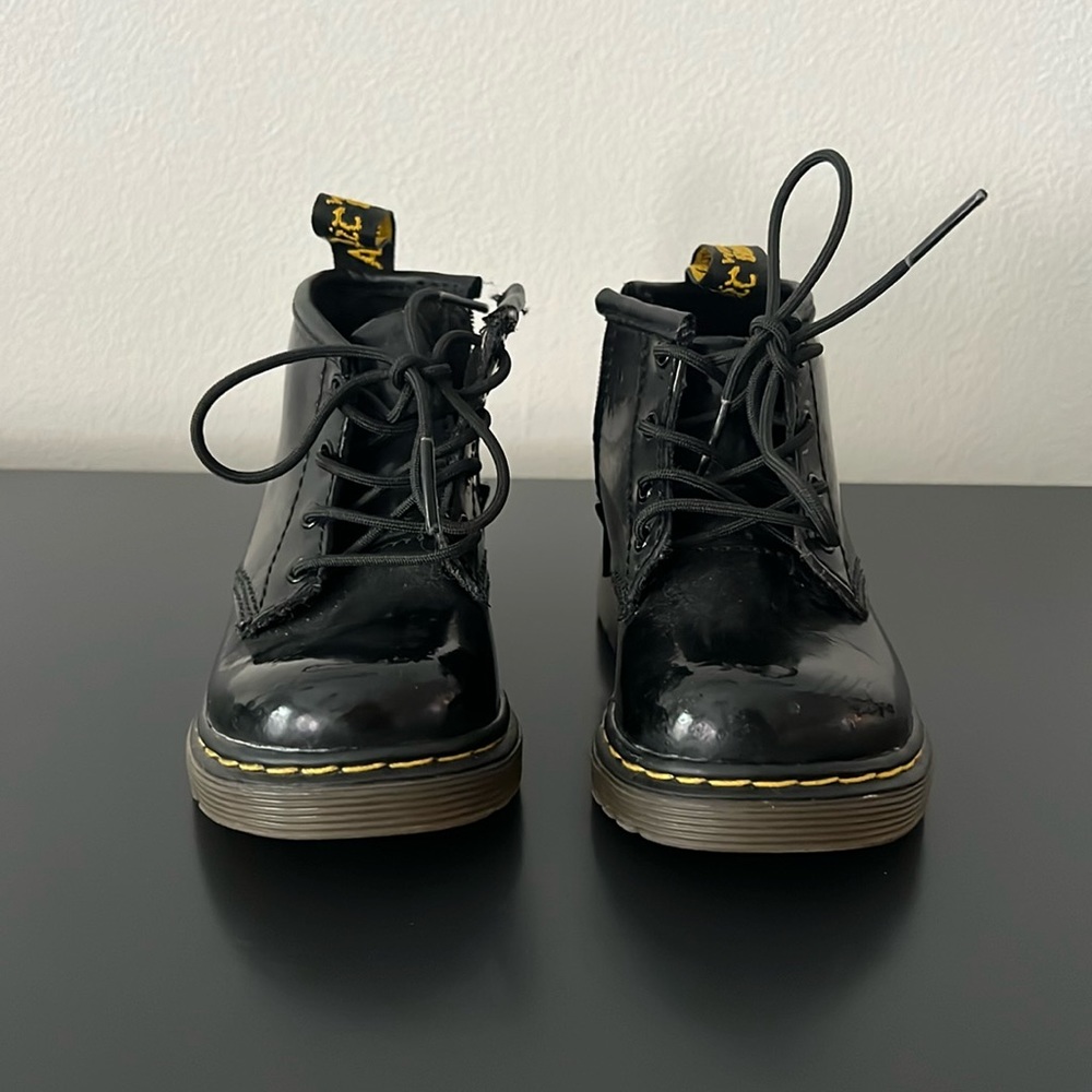 Black patent little kids Dr. Martens